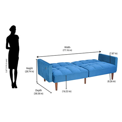 Nilkamal Denzel Futon Sofa Cum Bed (Blue)