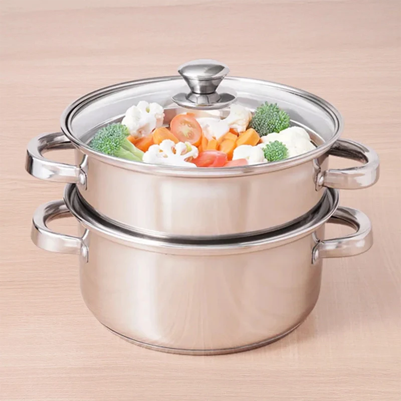 Tri-Steel Multi Purpose Stainless Steel Steamer with Tri-Ply Bottom  | Vegetable Steamer | Khandvi/Modak/Momo Maker | Steaming Pot 1.42 Kg / 1.9 Kg, 2 Tier / 3 Tier