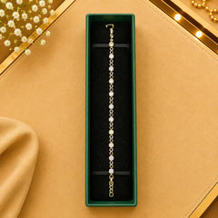 Thin Linear CZ Tennis Bracelet for Women | Gold-Tone Clasp, Gift Box