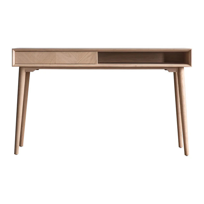 Rustic Haven Oak Study Desk with Storage