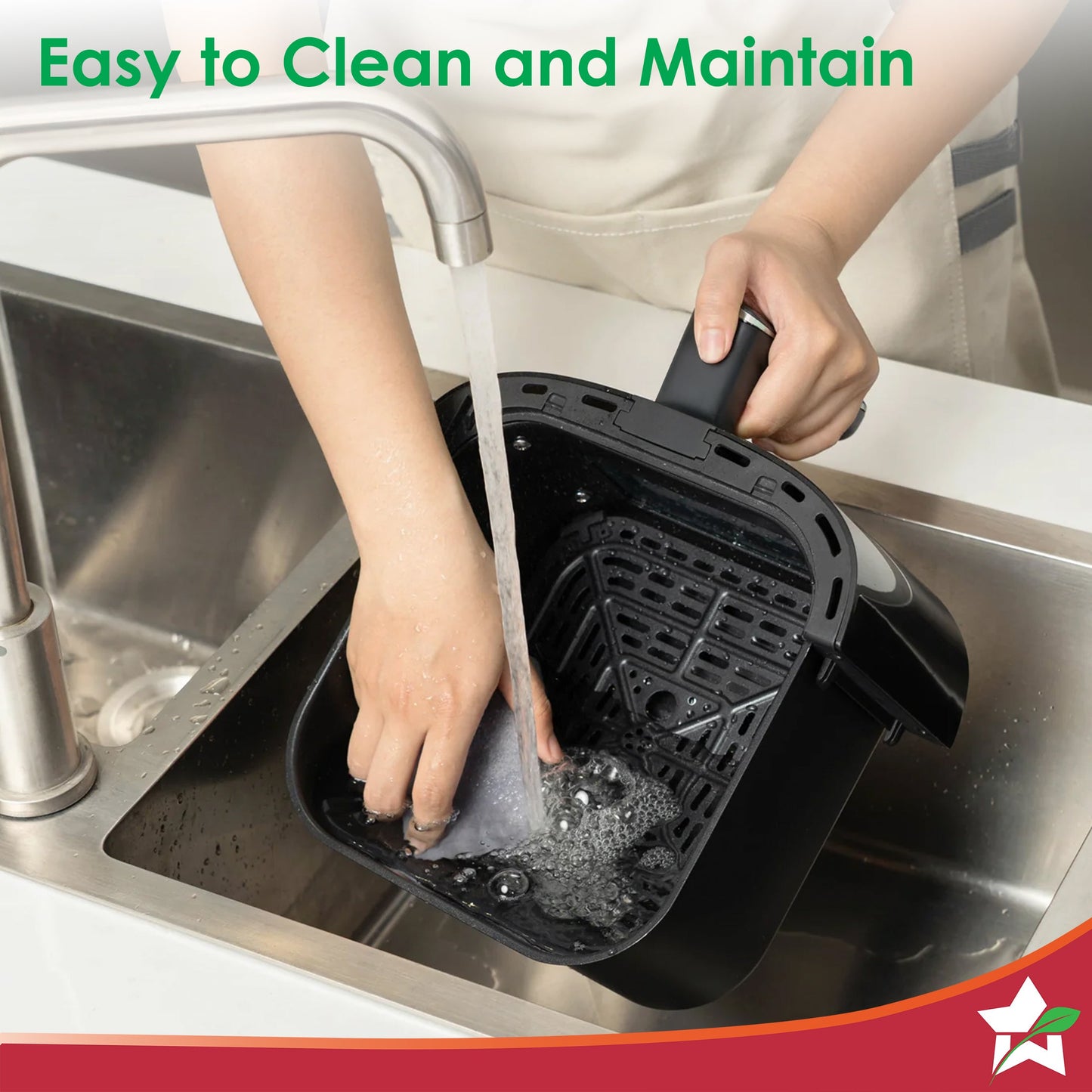 Evita Digital Air Fryer, 1600W, 6.5 L, Rapid Hot Air Technology, 10 Pre-set Menus, Non-stick Basket, In-built Memory, Customised Time & Temperature Control, Fry, Bake, Grill, 2-Yr Warranty