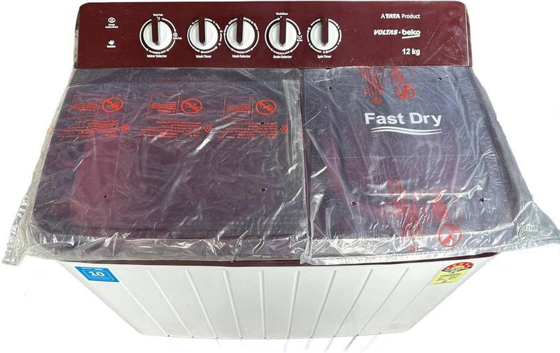 Voltas Beko 12 kg Semi Automatic Top Load Washing Machine White, Maroon (WTT120UPA/BRSS)-4
