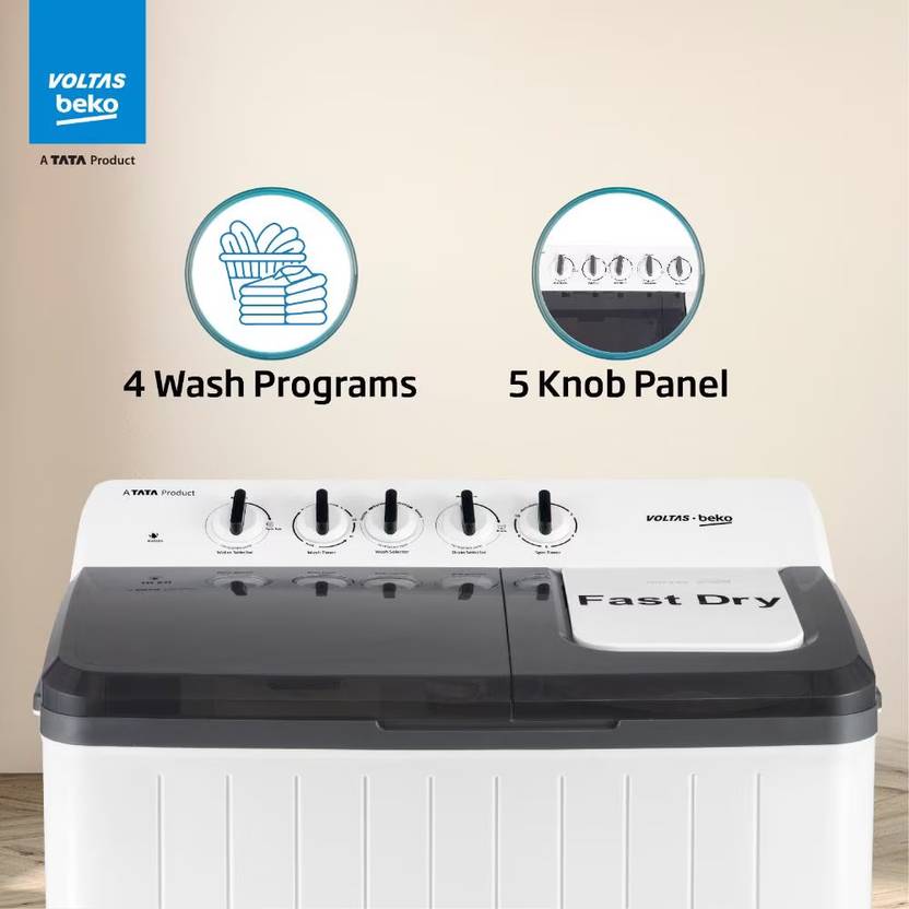 Voltas Beko by A Tata Product 12 kg Semi Automatic Top Load Washing Machine White, Grey (WTT120UPA/GR5KPTD)-4