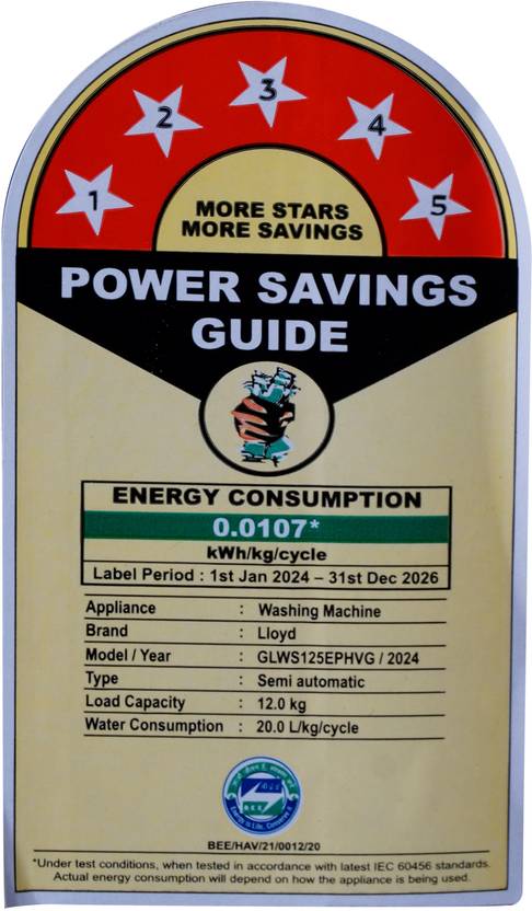 Lloyd 12 kg 5 Star Semi Automatic Washing Machine with Electro-Mechanical Wash Timer (Elante Pluss, GLWS125EPHVG, Dark Grey)-4
