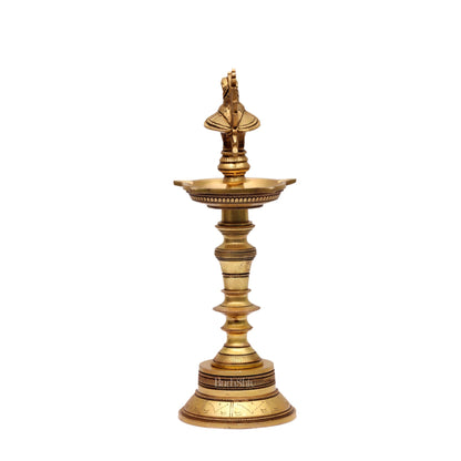 12-Inch Brass Peacock Standing Oil Lamps