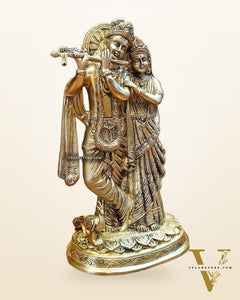 12-Inch Brass Radha Krishna Idol matte finish