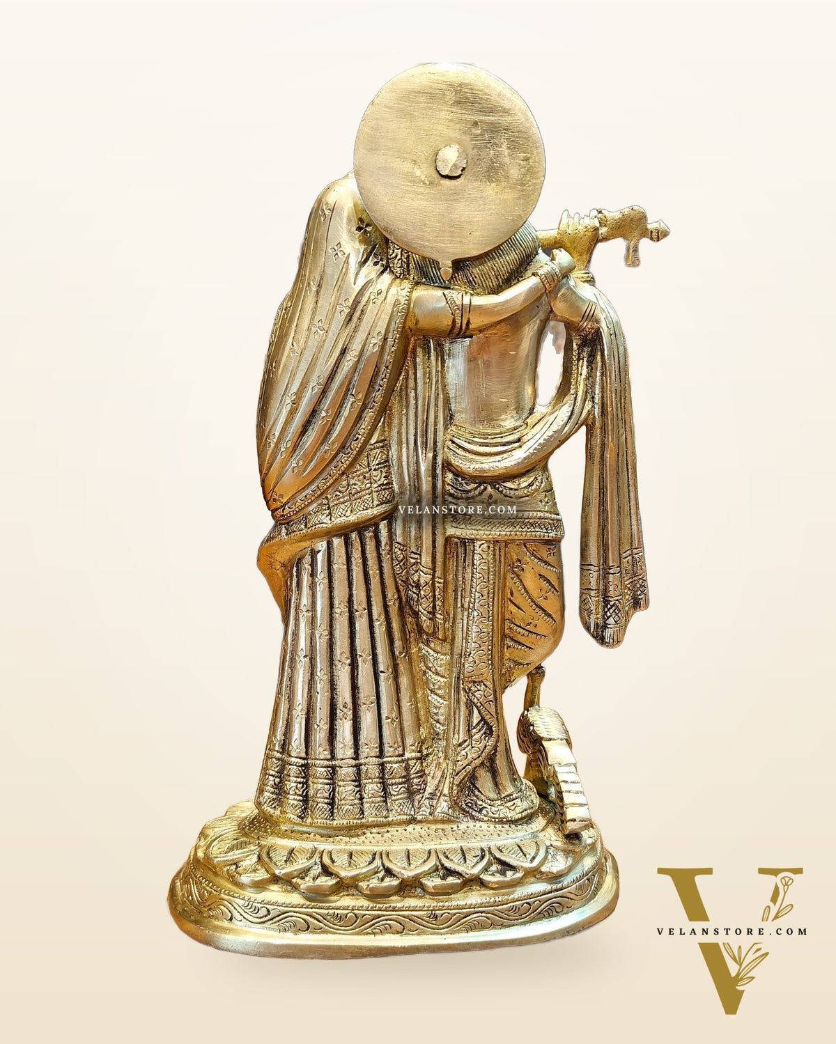12-Inch Brass Radha Krishna Idol matte finish