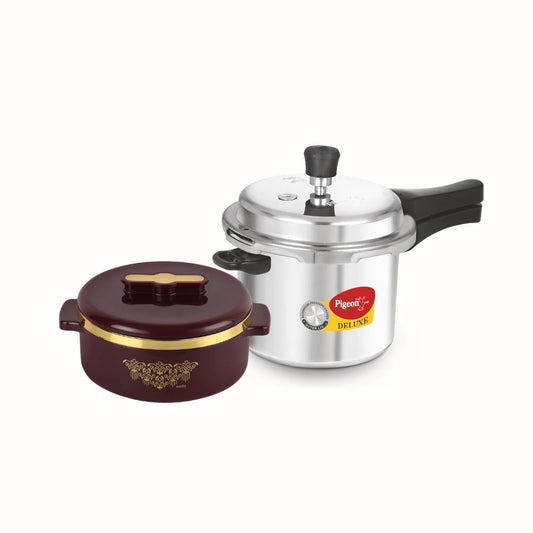 The Hot & Fresh Duo – Pigeon Deluxe Cooker 3L & Cello Exotic Hotpot 250ml Combo