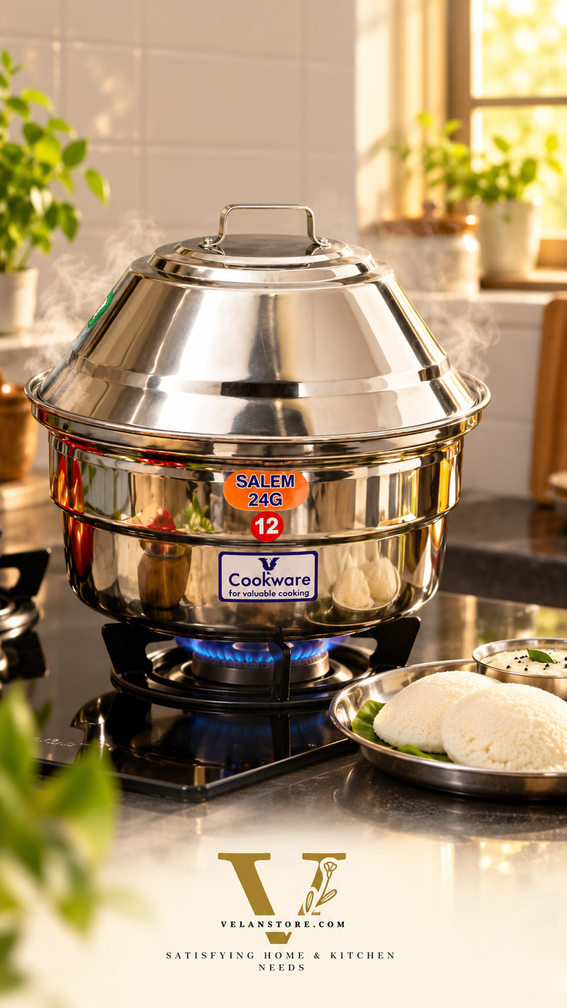 Vcookware स्टेनलेस स्टील चेट्टीनाडु इडली पॉट – नरम और फूली हुई इडली बनाने के लिए पारंपरिक स्टीमर-5