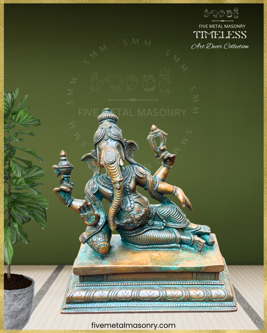 Sayana Ganesa Panchaloha Bronze Icon - 6.5" - Timeless Collection