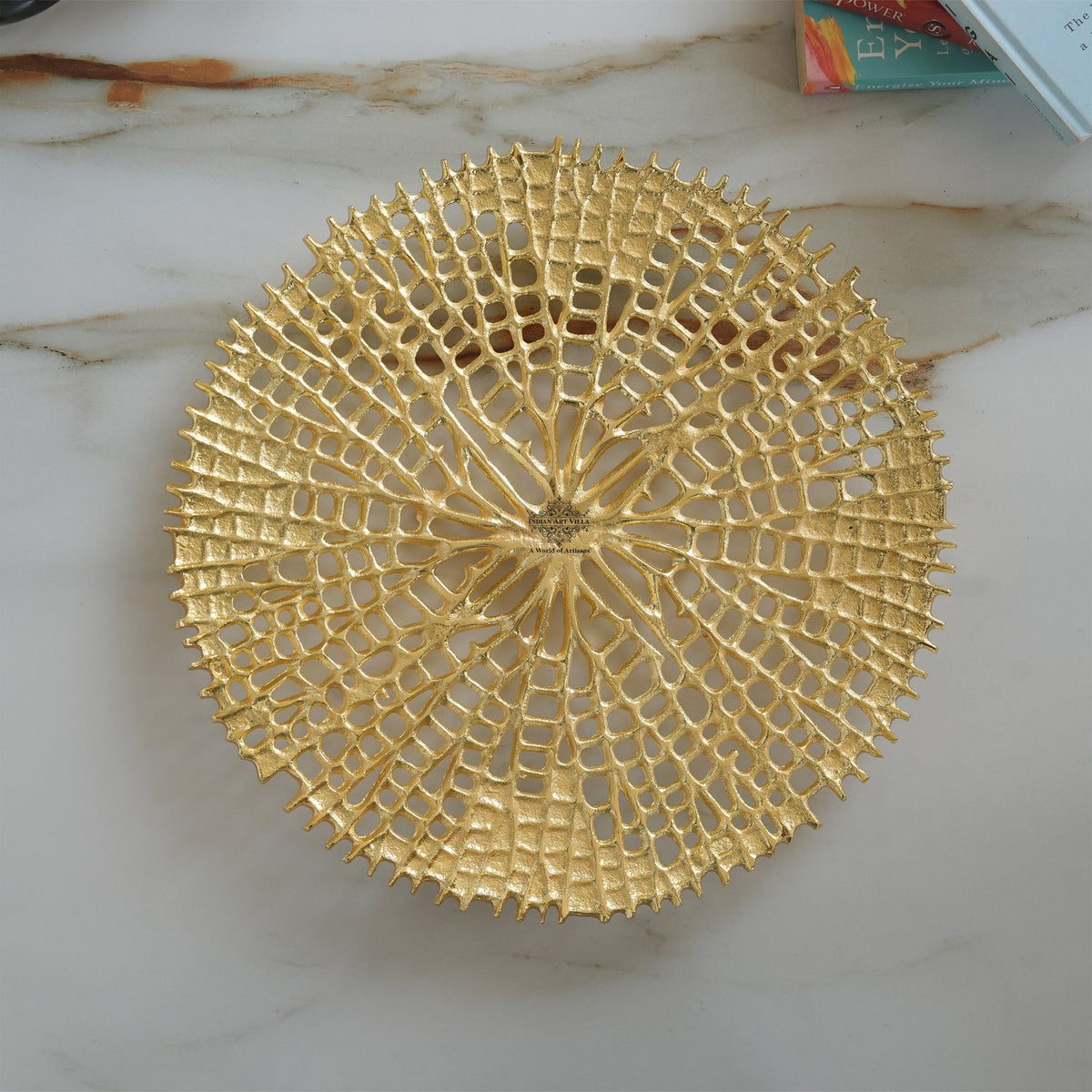 Brass Finish Round Tray 15 Inches