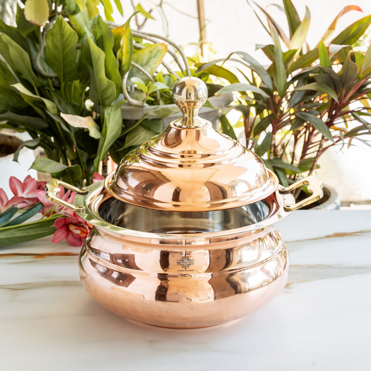 Steel Copper Hammered Design Chafing Dish