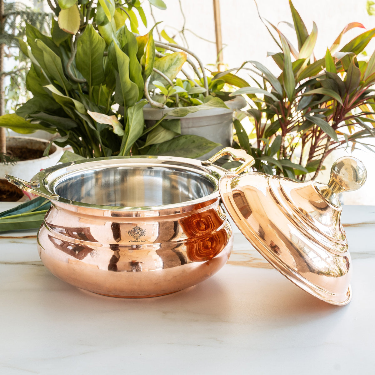 Steel Copper Hammered Design Chafing Dish