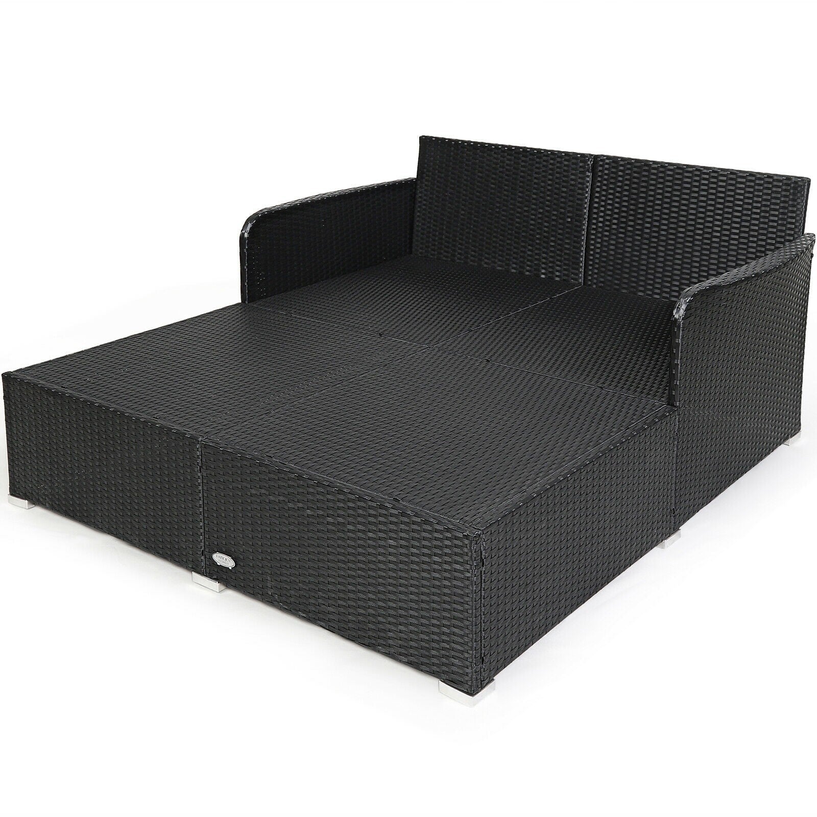 Maurizio Outdoor Poolside Sunbed With Cushion Daybed (Black)