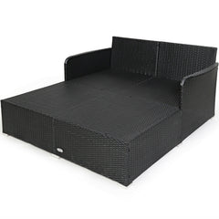 Maurizio Outdoor Poolside Sunbed With Cushion Daybed (Black)
