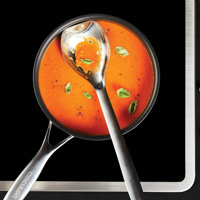 Circulon Clad Stainless Steel Saucepan with Glass Lid and Hybrid SteelShield and Nonstick Technology, 16cm, Silver