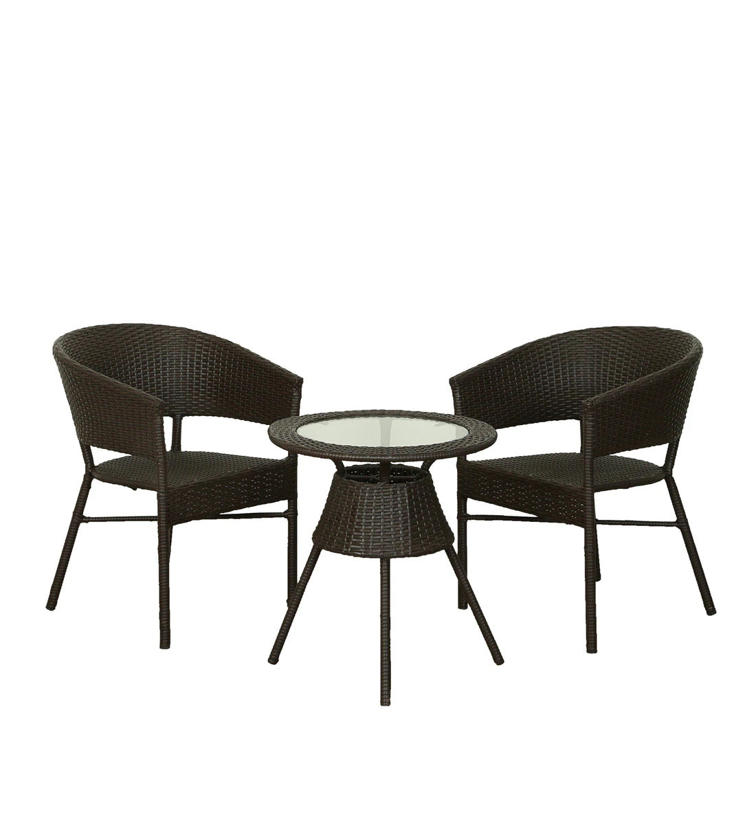 Bud Outdoor Patio Seating Set 2 Chairs and 1 Table Set (Brown)