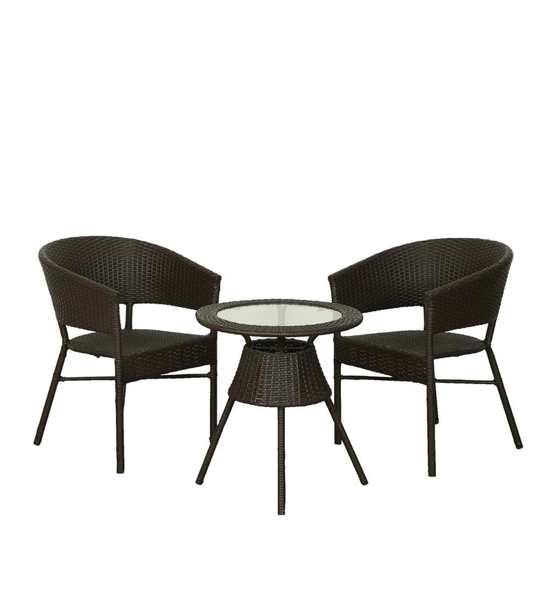 Bud Outdoor Patio Seating Set 2 Chairs and 1 Table Set (Brown)