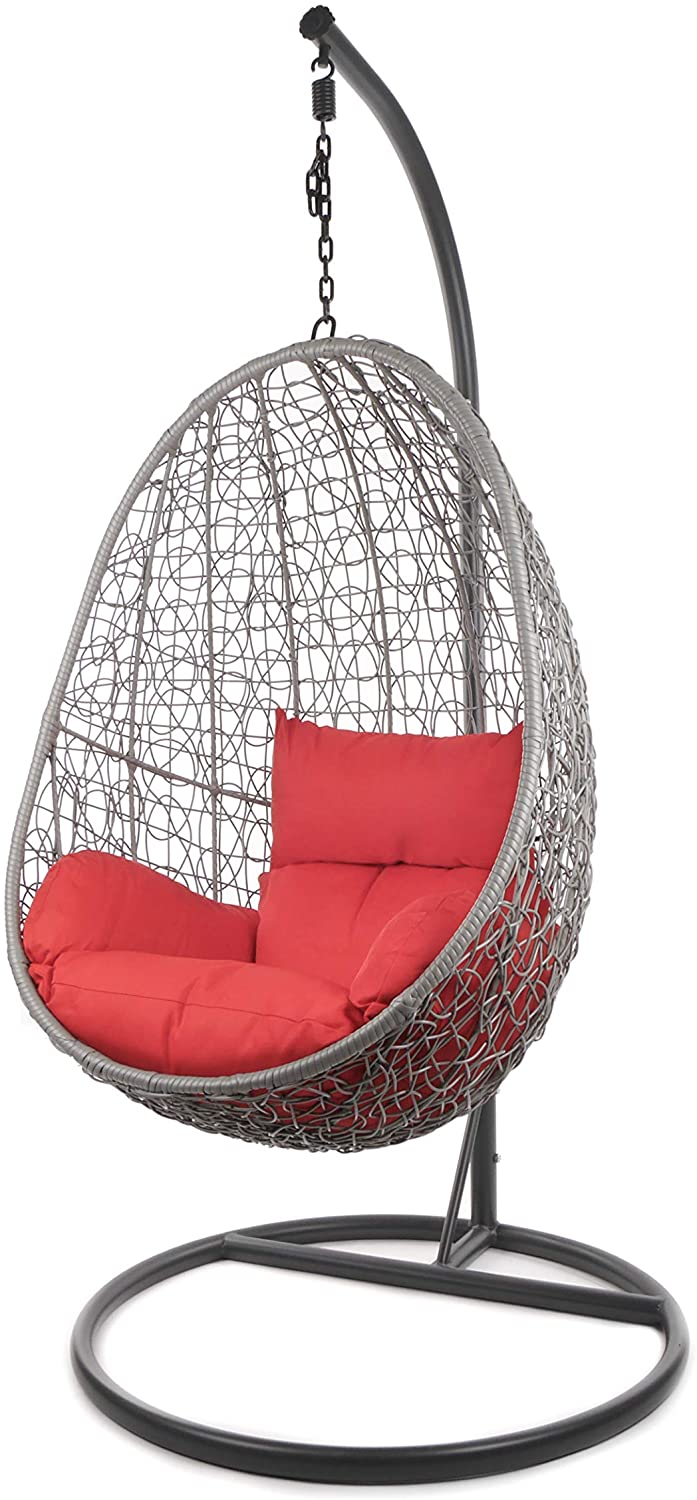 Calabresi Single Seater Hanging Swing With Stand For Balcony , Garden Swing (Dark Grey)