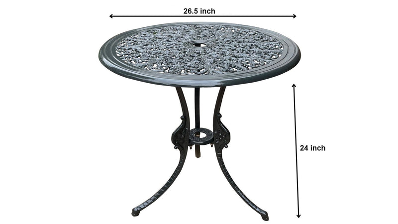 Ziska Cast Aluminium Garden Patio Seating 2 Chair and 1 Table Set (Black)