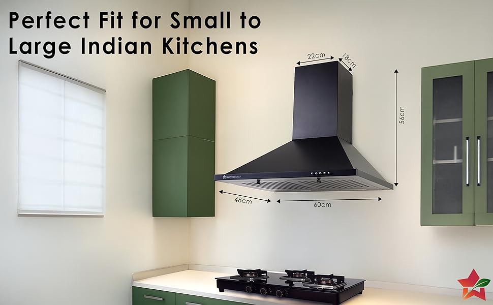 Wonderchef Power Elite Chimney | 60cm |1050 m3/hr| Baffle Filter | 3 Speed Push Button Controls | Powerful Suction | Low