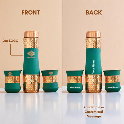 Personalized Copper Silk Finish Bottle & Glass Gift Set