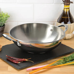 Meyer Select Stainless Steel Frypan and Wok with Lid 3-Piece Cookware Set