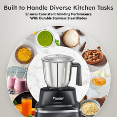 Prestige Prisma Pro 750W 5 Jars Mixer Grinder, 3 Stainless Steel Jars, 1 Multi Utility Jar, 1 Juice Jar, 6 Efficient Blades, Black & Silver + Prestige 1.5L PMC 3.0 Plus Multi Kettle / Multi Cooker