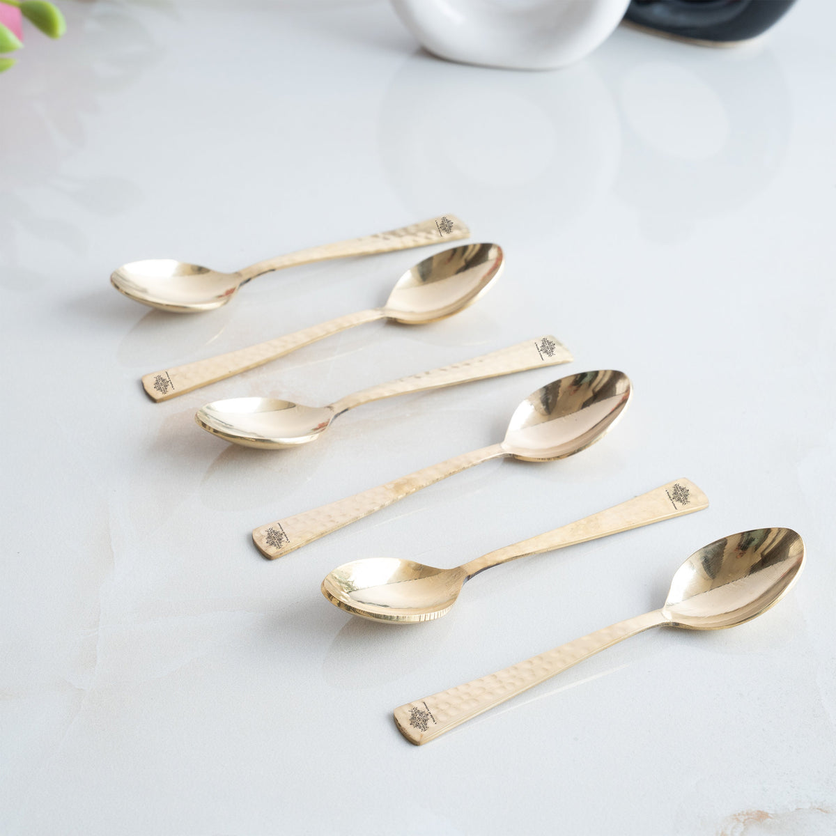 Pure Brass Hammered Design Spoon