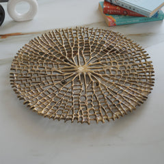 Brass Finish Round Tray 15 Inches