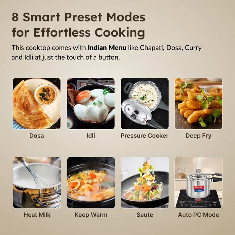 Prestige Swish Induction Cooktop V4 + Prestige Omega Deluxe Granite Alpha 3 Pc BYK Non-Stick Set: Kadai 24cm with Glass Lid, Omni Tawa 28cm, Fry Pan 24cm, Gas & Induction Compatible