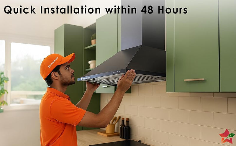 Wonderchef Power Elite Chimney | 60cm |1050 m3/hr| Baffle Filter | 3 Speed Push Button Controls | Powerful Suction | Low