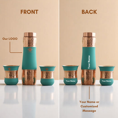 Personalized Copper Silk Finish Bottle & Glass Gift Set
