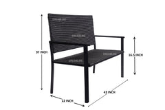 Viola Wicker 2 Seater and 1 Table Garden Bench for Outdoor Park - (Black)
