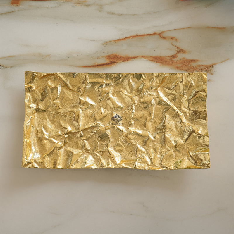 Brass Finish Antique Rough Finish Tray 14.3 Inches