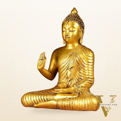 14-inch Pure Brass Buddha Statue in Abhaya Mudra Blessing Pose