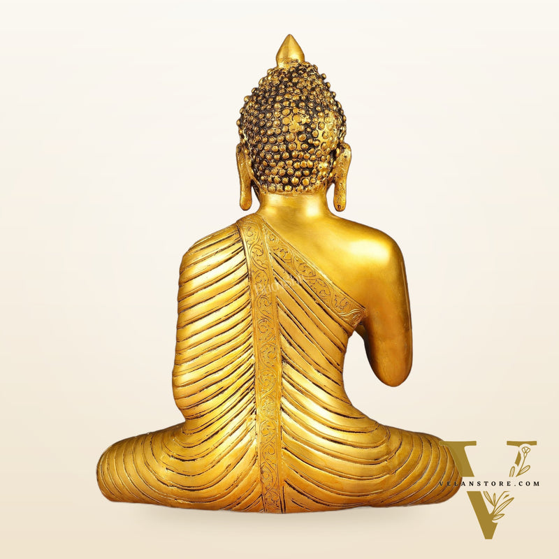 14-inch Pure Brass Buddha Statue in Abhaya Mudra Blessing Pose
