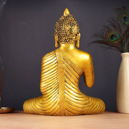 14-inch Pure Brass Buddha Statue in Abhaya Mudra Blessing Pose