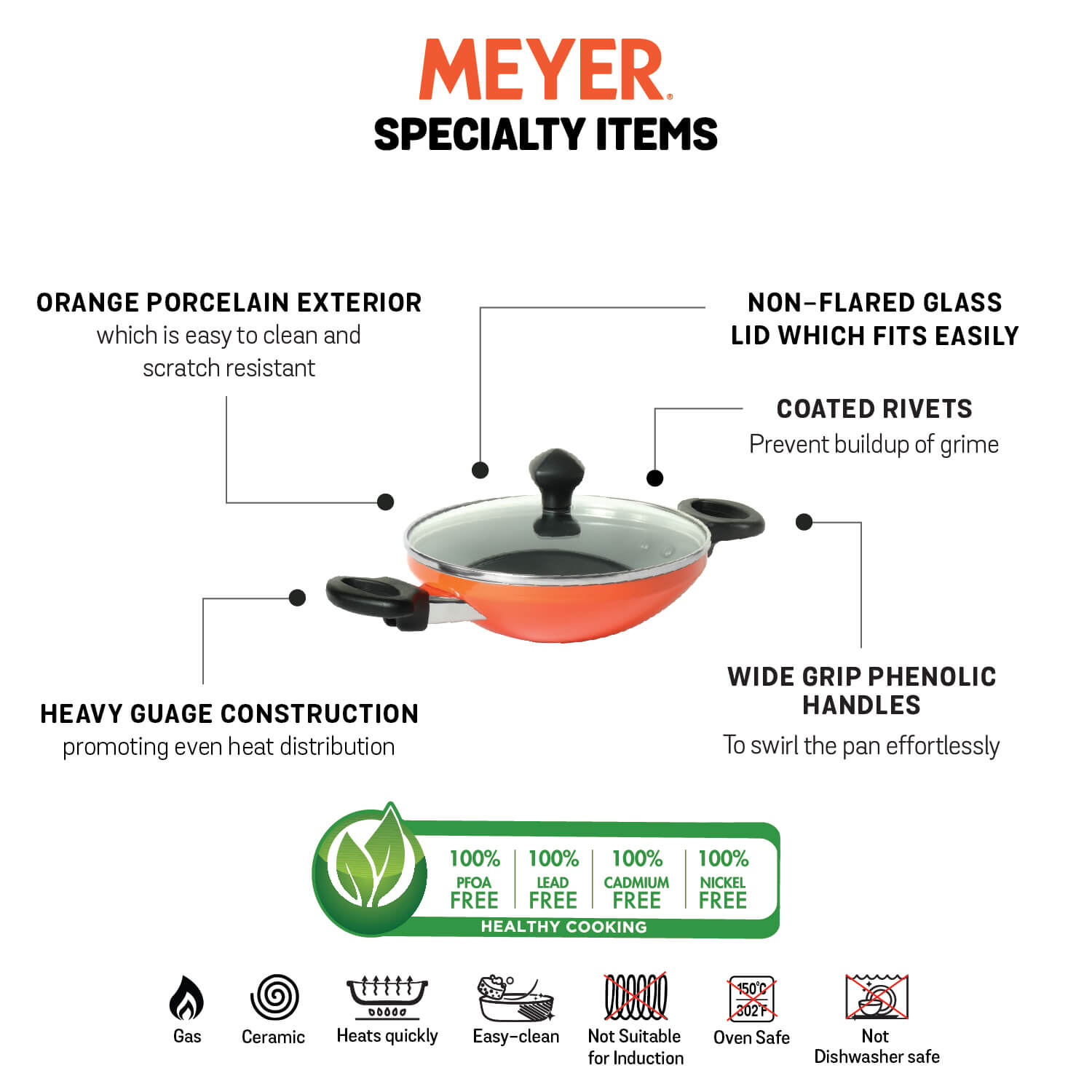 Meyer Non-Stick Appachatty / Kadai, 20cm