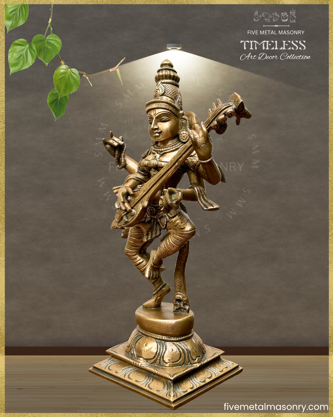Nrtta (Dancing) Saraswati Panchaloha Bronze Icon - 13" - Timeless Collection