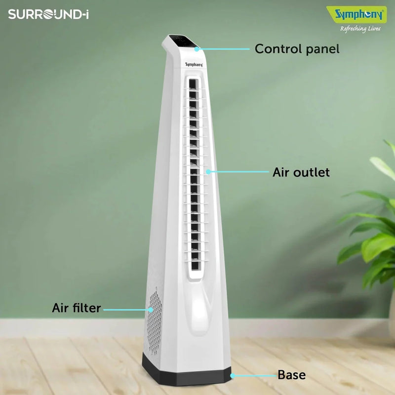 Surround-i Bladeless White | Tower Fan | Remote Control | Bladeless Turbo ThrowTM (BLTT) Technology