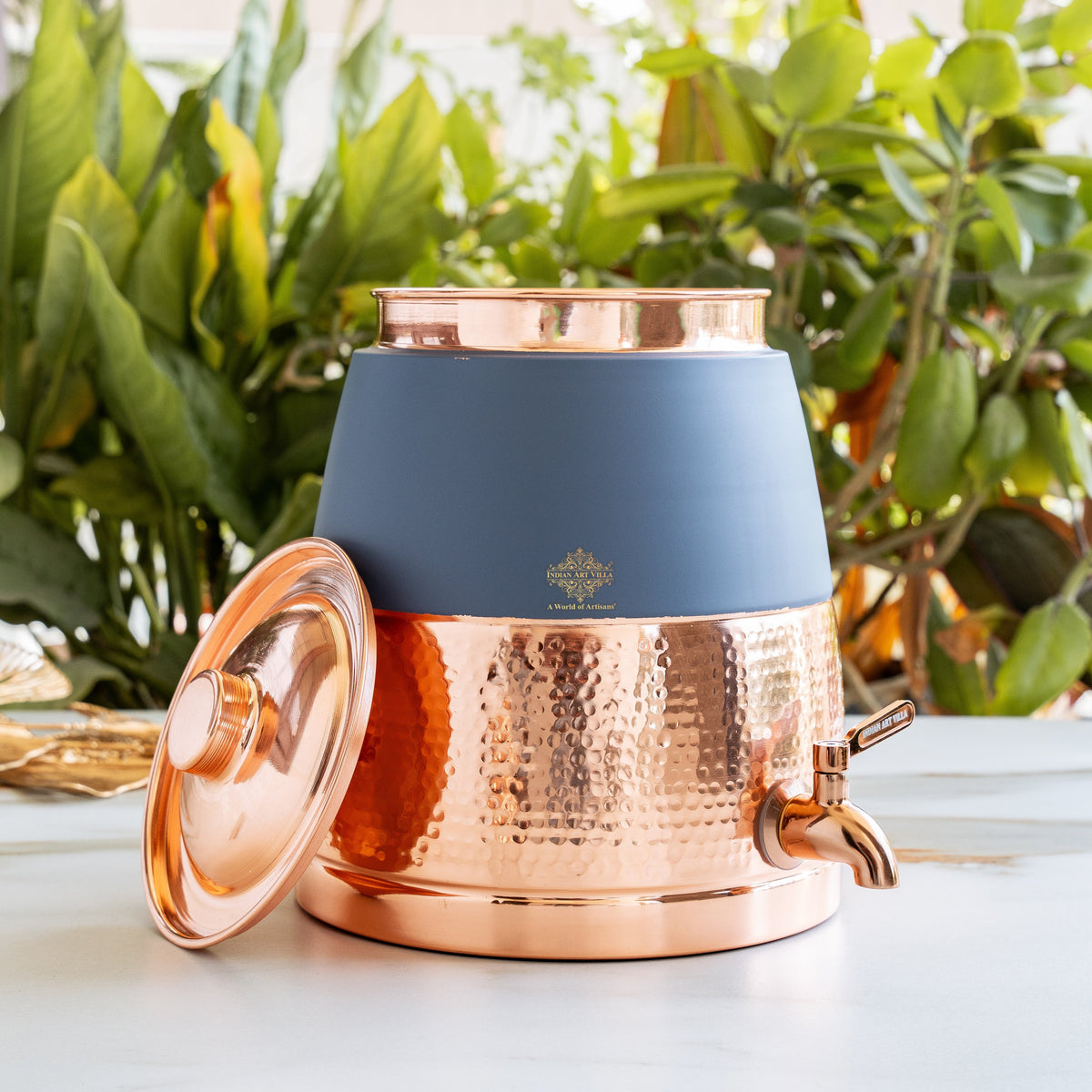 Copper Water Pot with Hammered Design & Silk Finish 7000 ML