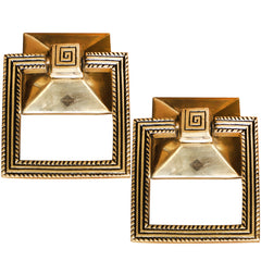 Pure Brass Door Knob With Square Design & Antique Touch, Decor Item For Home, Hotel & Restaurants, Size- 6x11.43 cm