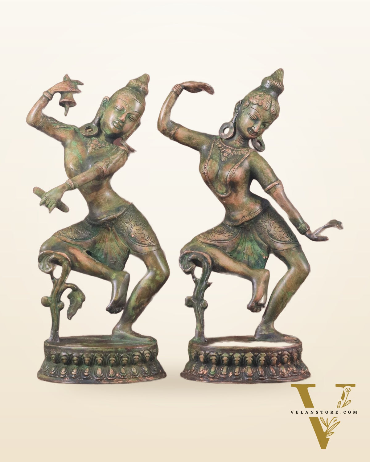 15" Lord Shiva and Parvati Dancing Idols brass idols antique Patina