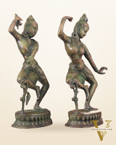15" Lord Shiva and Parvati Dancing Idols brass idols antique Patina
