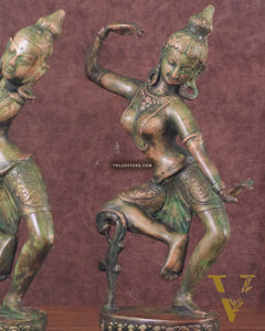 15" Lord Shiva and Parvati Dancing Idols brass idols antique Patina