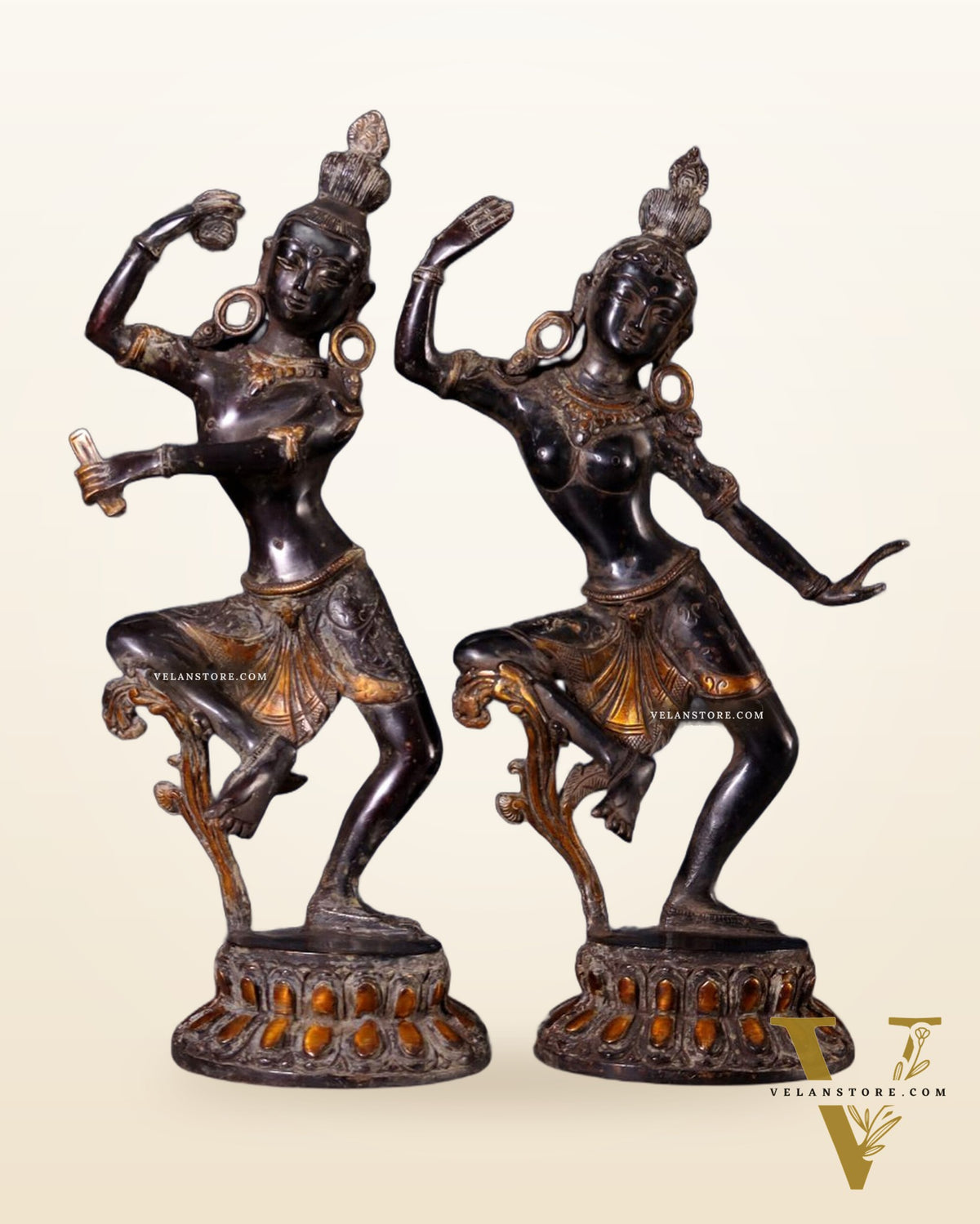 15" Lord Shiva and Parvati Dancing Idols - Pure Brass