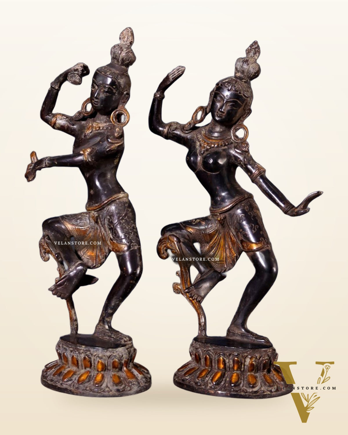 15" Lord Shiva and Parvati Dancing Idols - Pure Brass
