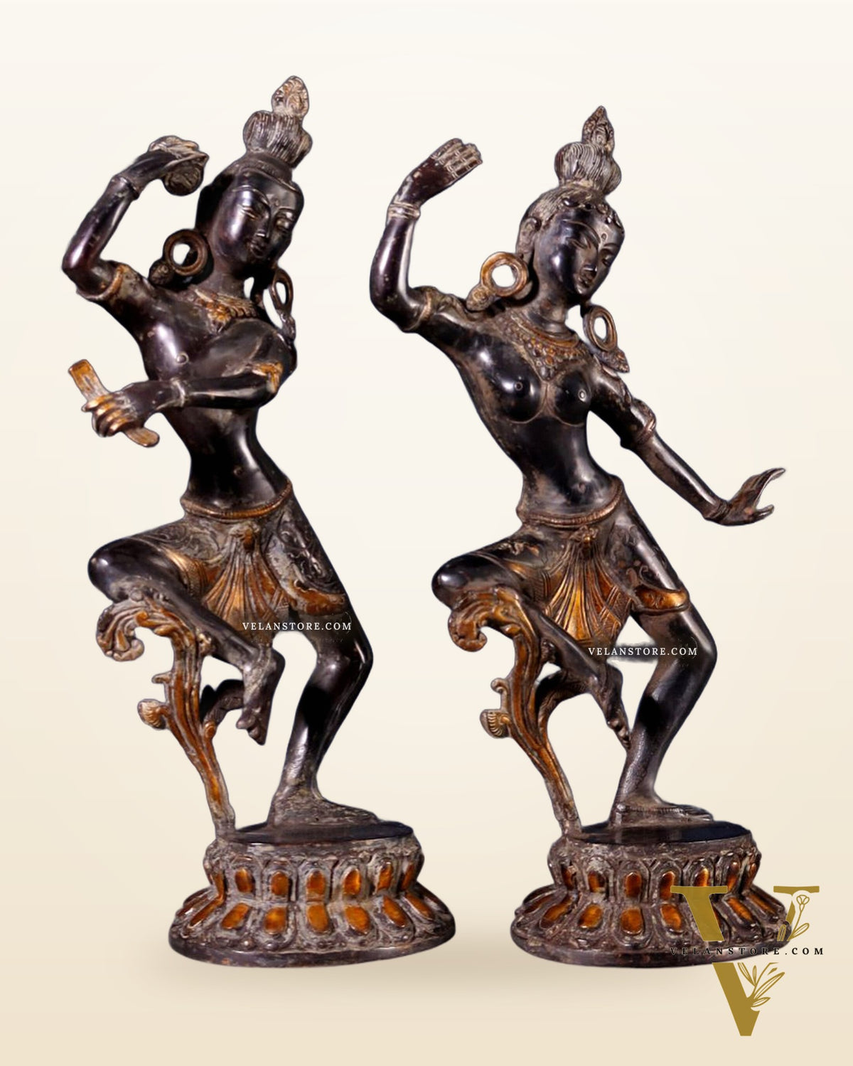 15" Lord Shiva and Parvati Dancing Idols - Pure Brass