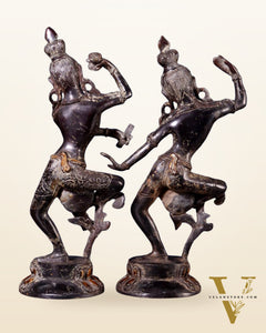 15" Lord Shiva and Parvati Dancing Idols - Pure Brass